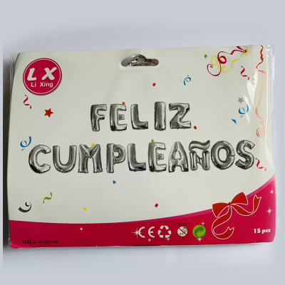 Globos Set Feliz Cumpleaños Plata